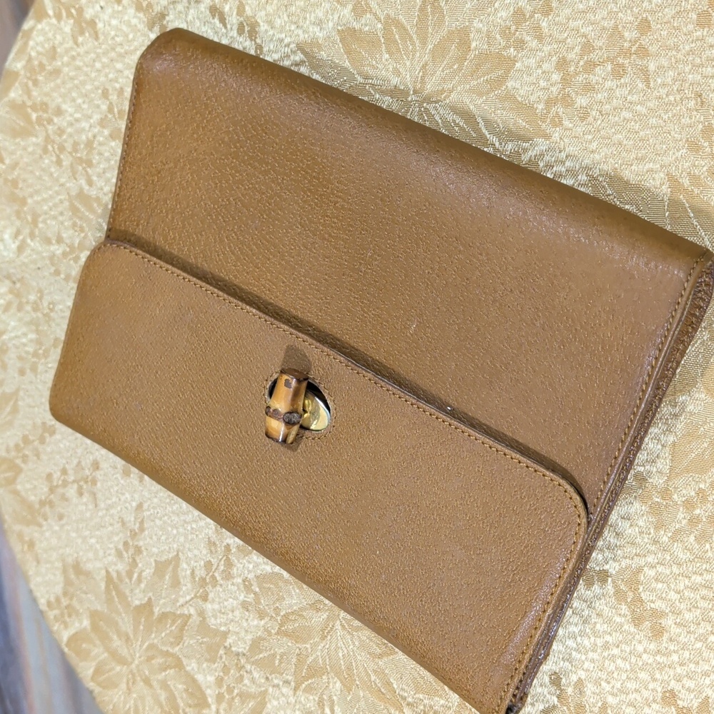 Chic Brown Leather Clutch - Picture 6 of 11